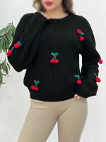 بافت یقه گرد طرح گیلاس کد 5429 - تصویر 15