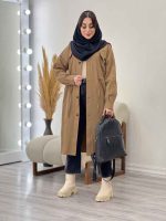 بارانی بلند چهارجیب کمرگت کد 5427 - تصویر 8