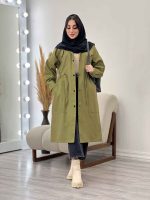 بارانی بلند چهارجیب کمرگت کد 5427 - تصویر 10