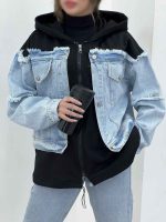 سوئیشرت جین ترکیبی دو جیب کد 5609 - تصویر 4