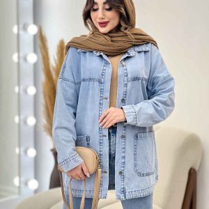 مانتو جین برش دار دو جیب کد 4377