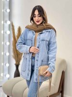 مانتو جین برش دار دو جیب کد 4377 - تصویر 25