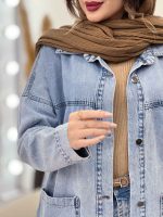 مانتو جین برش دار دو جیب کد 4377 - تصویر 24