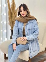 مانتو جین برش دار دو جیب کد 4377 - تصویر 22