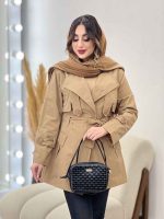 بارانی ژیله پاگن کمر دار کد 5643 - تصویر 7