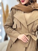 بارانی ژیله پاگن کمر دار کد 5643 - تصویر 17