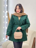 بارانی ژیله پاگن کمر دار کد 5643 - تصویر 16