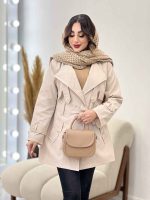 بارانی ژیله پاگن کمر دار کد 5643 - تصویر 10