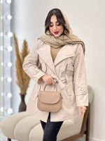بارانی ژیله پاگن کمر دار کد 5643 - تصویر 3