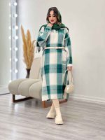 پیراهن بلند چهارخونه آستین پیله کد 5526 - تصویر 25