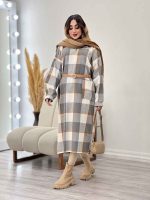 پیراهن بلند چهارخونه آستین پیله کد 5526 - تصویر 16