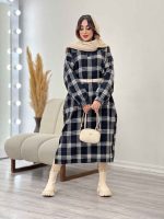 پیراهن بلند چهارخونه آستین پیله کد 5526 - تصویر 4