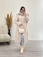 بارانی بلند چهاردکمه کمردار کد 5419 - تصویر 7