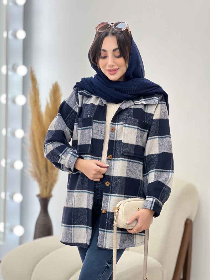 شکت چهارخونه دو جیب تبسم کد 5593 شکت چهارخونه دو جیب تبسم کد 5593