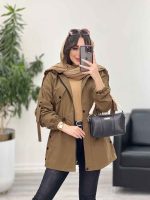 بارانی بغل سه دکمه کلاهدار کد 5649 - تصویر 30