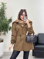 بارانی بغل سه دکمه کلاهدار کد 5649 - تصویر 12