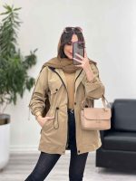بارانی بغل سه دکمه کلاهدار کد 5649 - تصویر 18
