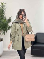 بارانی بغل سه دکمه کلاهدار کد 5649 - تصویر 9