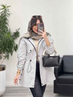 بارانی بغل سه دکمه کلاهدار کد 5649 - تصویر 5
