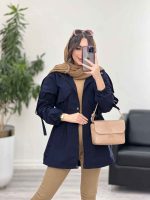 بارانی بغل سه دکمه کلاهدار کد 5649 - تصویر 20
