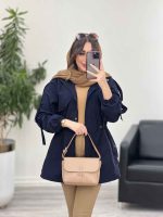 بارانی بغل سه دکمه کلاهدار کد 5649 - تصویر 4