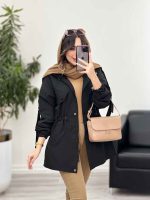 بارانی بغل سه دکمه کلاهدار کد 5649 - تصویر 8