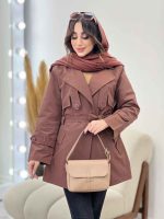 بارانی ژیله پاگن کمر دار کد 5643 - تصویر 9