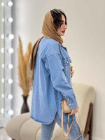 مانتو جین آستین دو دکمه سمانه کد 5580 - تصویر 4