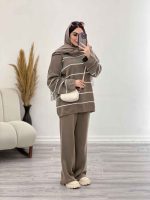 ست بافت و شلوار راه راه محنا کد 5648 - تصویر 6