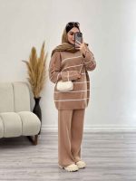 ست بافت و شلوار راه راه محنا کد 5648 - تصویر 2