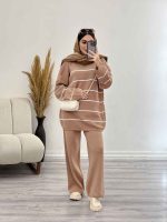 ست بافت و شلوار راه راه محنا کد 5648 - تصویر 12