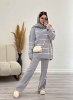 ست بافت و شلوار راه راه محنا کد 5648 - تصویر 8
