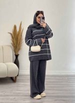 ست بافت و شلوار راه راه محنا کد 5648 - تصویر 7
