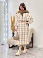 پیراهن بلند چهارخونه کلاهدار کد 5509 - تصویر 18