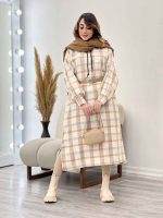 پیراهن بلند چهارخونه کلاهدار کد 5509 - تصویر 6