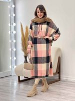 پیراهن بلند چهارخونه کلاهدار کد 5509 - تصویر 26