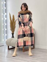 پیراهن بلند چهارخونه کلاهدار کد 5509 - تصویر 35