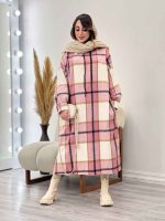 پیراهن بلند چهارخونه کلاهدار کد 5509 - تصویر 14