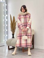 پیراهن بلند چهارخونه کلاهدار کد 5509 - تصویر 5