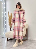 پیراهن بلند چهارخونه کلاهدار کد 5509 - تصویر 24