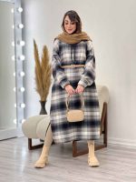 پیراهن بلند چهارخونه کلاهدار کد 5509 - تصویر 13