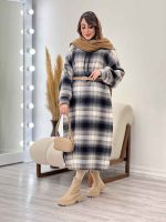 پیراهن بلند چهارخونه کلاهدار کد 5509 - تصویر 37