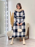 پیراهن بلند چهارخونه کلاهدار کد 5509 - تصویر 12
