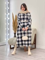 پیراهن بلند چهارخونه کلاهدار کد 5509 - تصویر 31