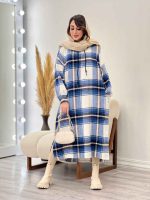 پیراهن بلند چهارخونه کلاهدار کد 5509 - تصویر 21