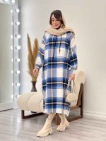 پیراهن بلند چهارخونه کلاهدار کد 5509 - تصویر 10
