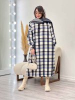 پیراهن بلند چهارخونه کلاهدار کد 5509 - تصویر 33