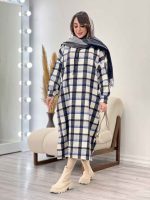 پیراهن بلند چهارخونه کلاهدار کد 5509 - تصویر 9