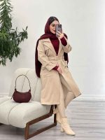 بارانی بلند چهارجیب کمر دار کد 5559 - تصویر 16