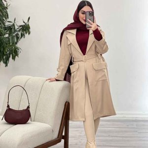 بارانی بلند چهارجیب کمر دار کد 5559